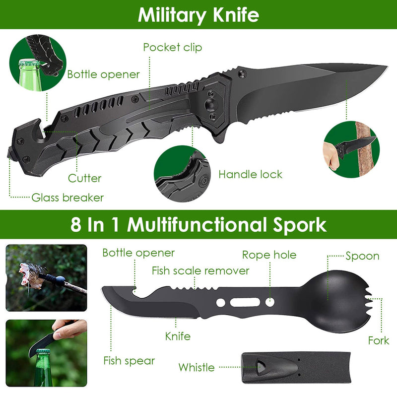 Load image into Gallery viewer, 47Pcs Emergency Survival Kit Survival EDC Gear Equipment Tool First Aid Supplies Kit Tools with Pouch for Hiking Hunting Disaster Camping Adventure