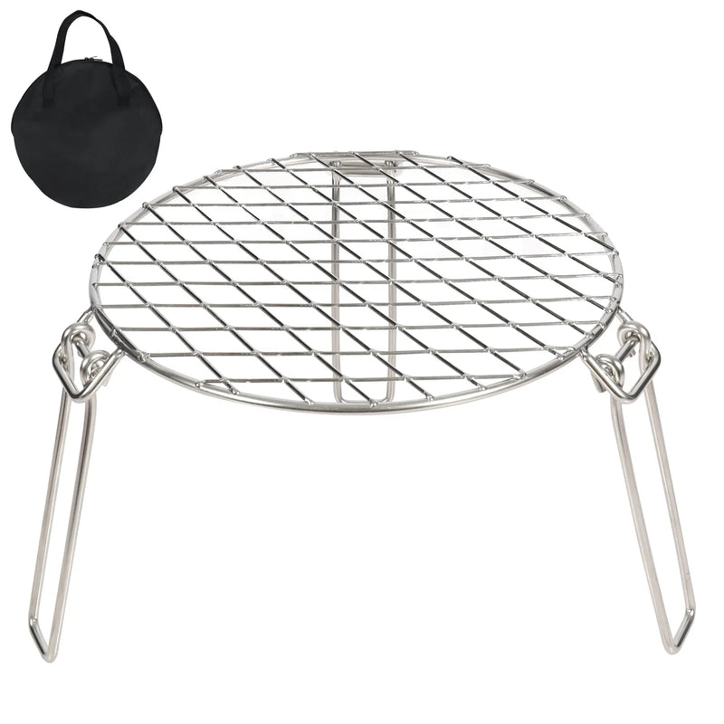 Load image into Gallery viewer, Portable Round Campfire Grill Grate with Foldable Legs, 12”