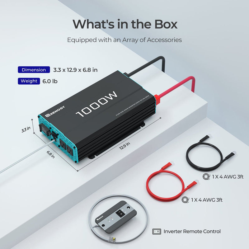 Load image into Gallery viewer, 1000W 12V Pure Sine Wave Inverter