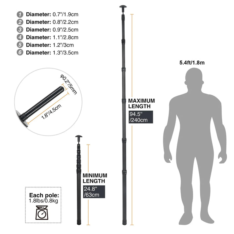 Load image into Gallery viewer, Aluminum Adjustable Telescoping Tarp Poles