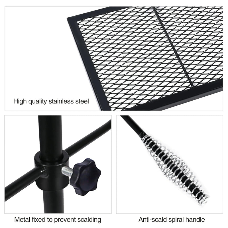 Load image into Gallery viewer, Folding Swivel Campfire Grill Heavy Duty Steel Grate with Carrying Bag for Outdoor Open Flame Cooking