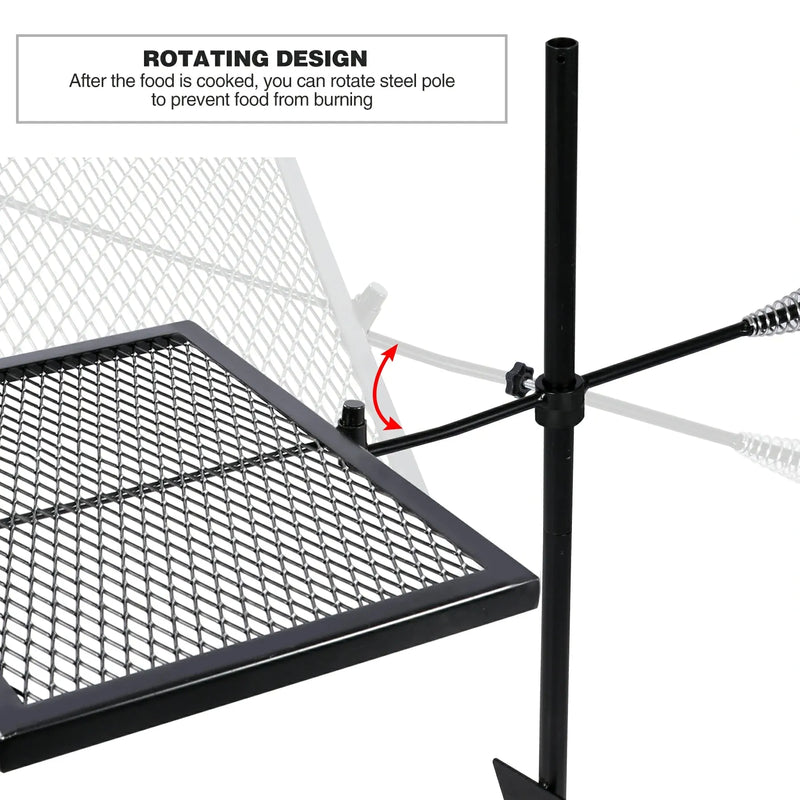 Load image into Gallery viewer, Folding Swivel Campfire Grill Heavy Duty Steel Grate with Carrying Bag for Outdoor Open Flame Cooking