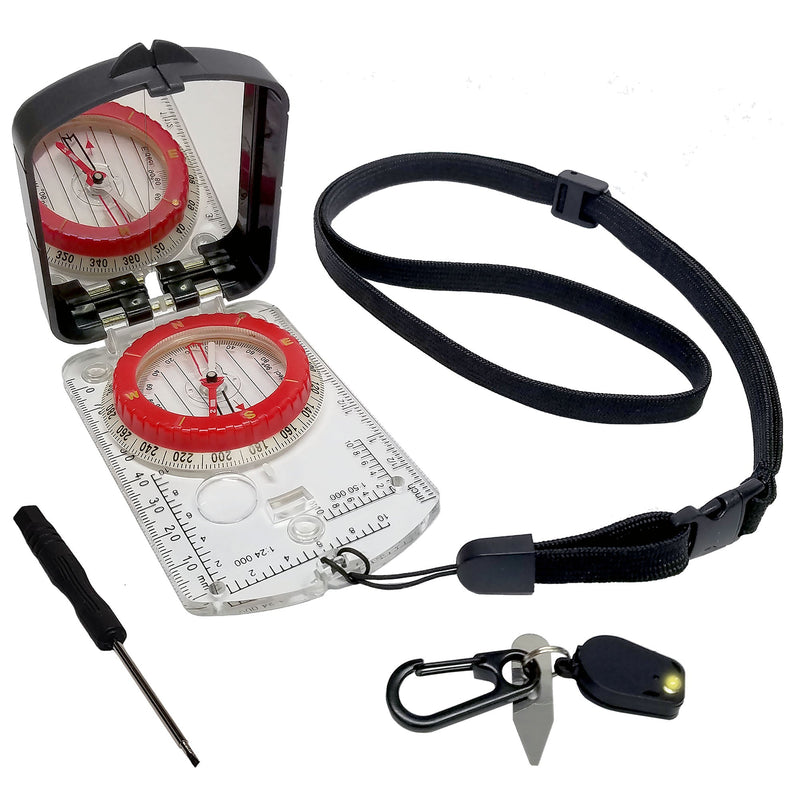 Load image into Gallery viewer, RS46 Mirrored Sighting Compass with Declination Adjustment, Clinometer & Map LED