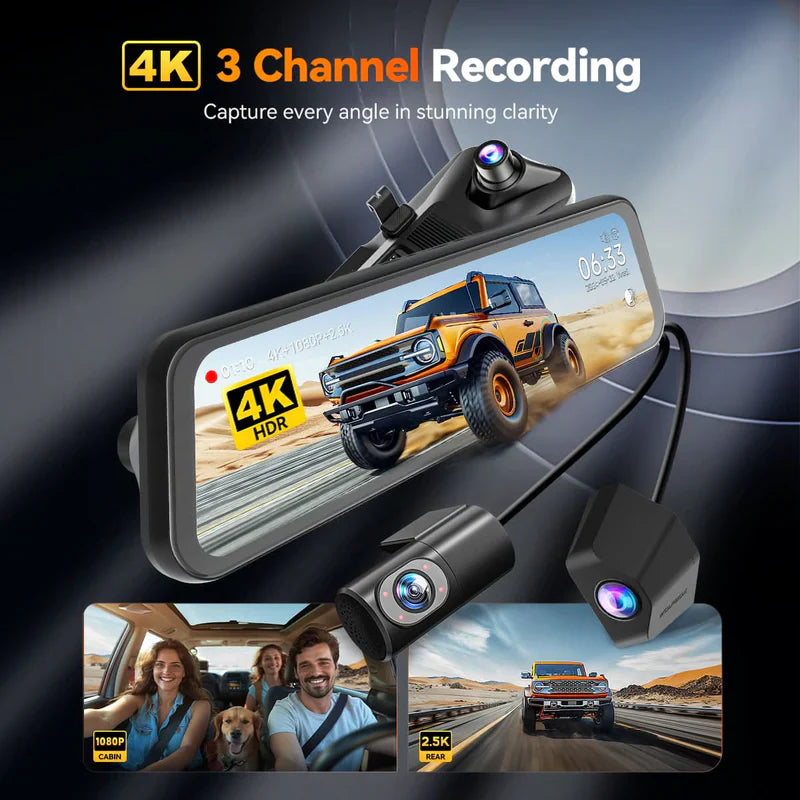 Load image into Gallery viewer, G900 TriPro 4K+2.5K+1080P 3 Channel Cabin Monitor Mirror Dash Cam