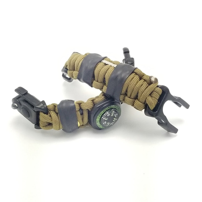 Load image into Gallery viewer, EDC Prepper - Paracord Bracelet Urban Tool Kit Equipped w/ LED Light, fire starter, blade, compass.