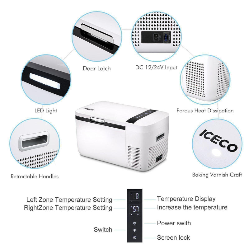 Load image into Gallery viewer, GO20 Dual Zone 12V Portable Freezer - White | ICECO | 20 LT
