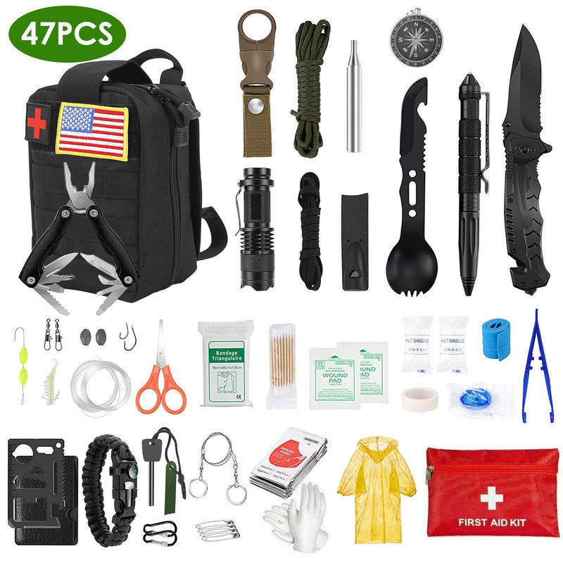 Load image into Gallery viewer, 47Pcs Emergency Survival Kit Survival EDC Gear Equipment Tool First Aid Supplies Kit Tools with Pouch for Hiking Hunting Disaster Camping Adventure