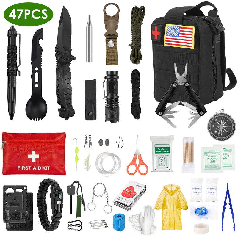 Load image into Gallery viewer, 47Pcs Emergency Survival Kit Survival EDC Gear Equipment Tool First Aid Supplies Kit Tools with Pouch for Hiking Hunting Disaster Camping Adventure
