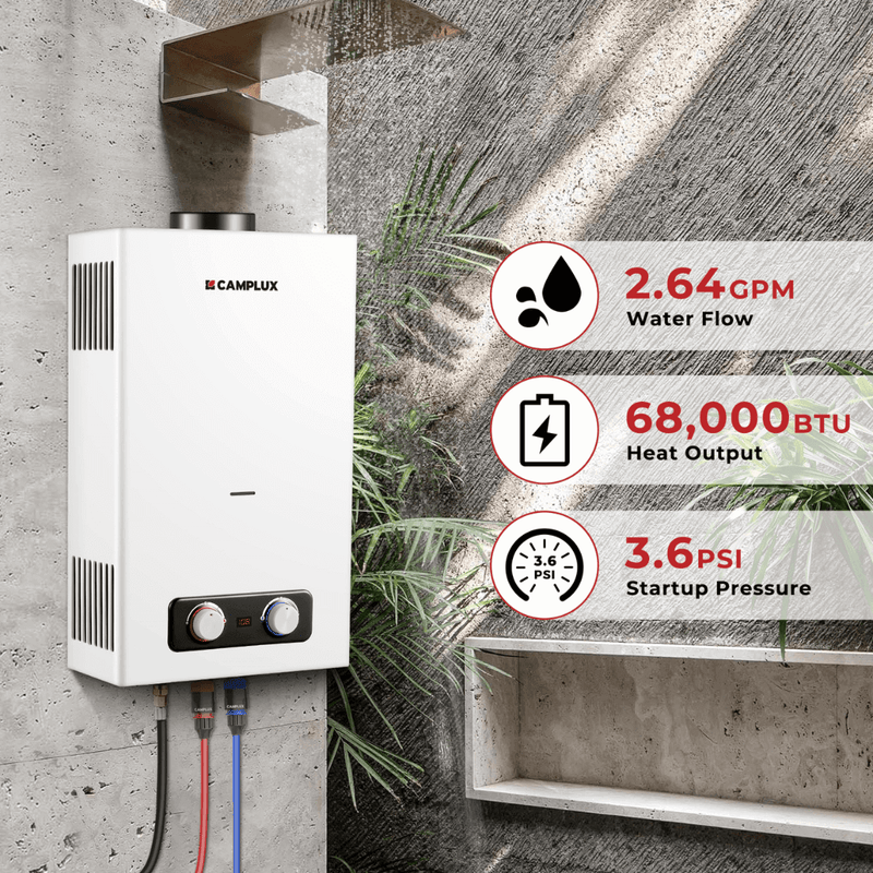 Load image into Gallery viewer, Camplux BD264P120 Propane Outdoor Water Heater Pump Kit