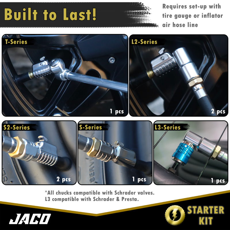 Load image into Gallery viewer, Lightning™ Tire Air Chuck Starter Kit - Patented | Open Flow, 1/4" F-NPT (Set of 7)
