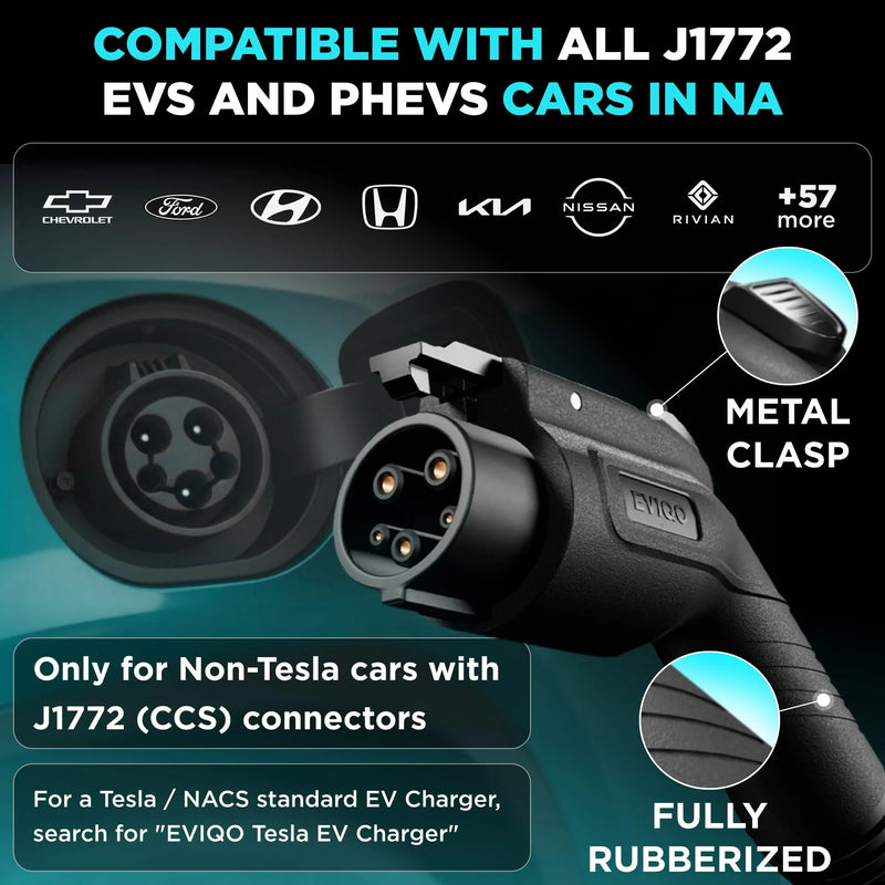 Load image into Gallery viewer, EVIQO Level 2 EV Charger, 48A (50A Max), 240V, Hardwired, J1772 for Non-Tesla EVs