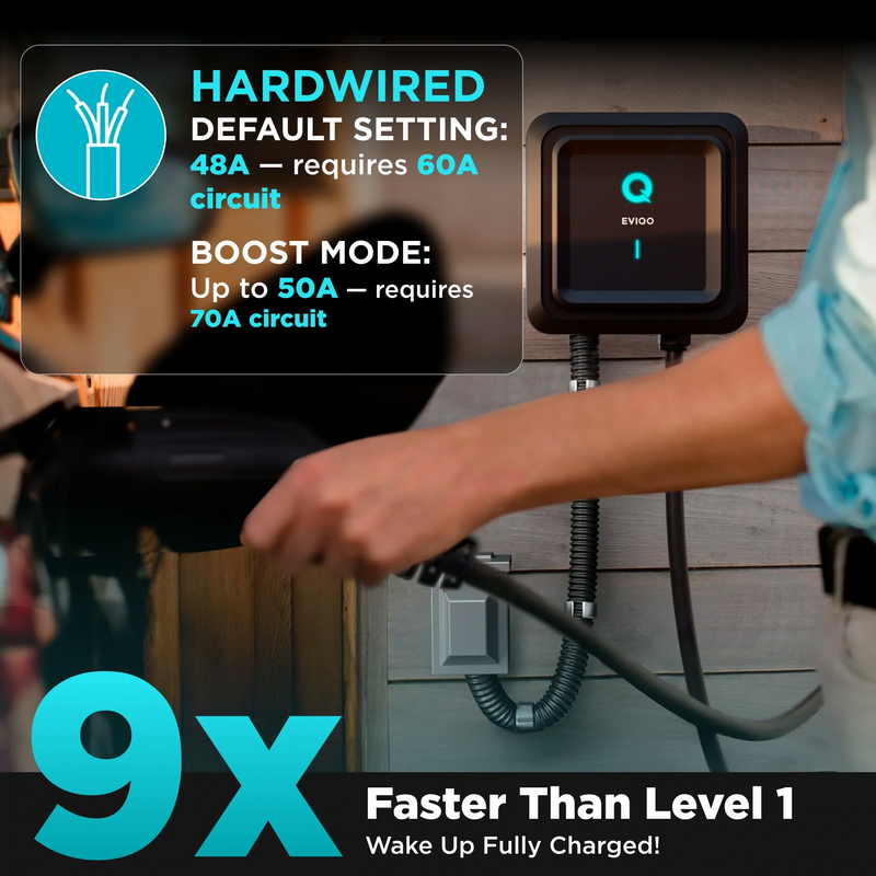 Load image into Gallery viewer, EVIQO Level 2 EV Charger, 48A (50A Max), 240V, Hardwired, J1772 for Non-Tesla EVs