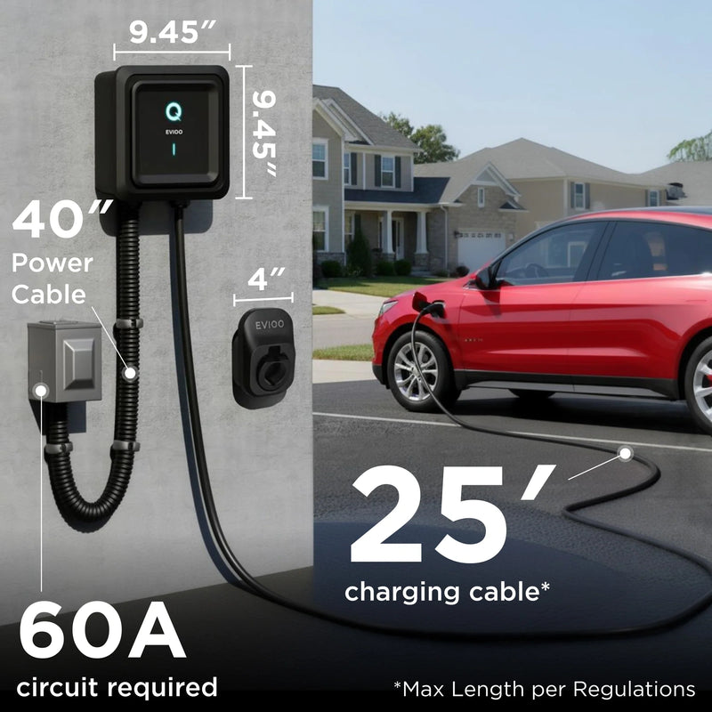 Load image into Gallery viewer, EVIQO Level 2 EV Charger, 48A (50A Max), 240V, Hardwired, J1772 for Non-Tesla EVs