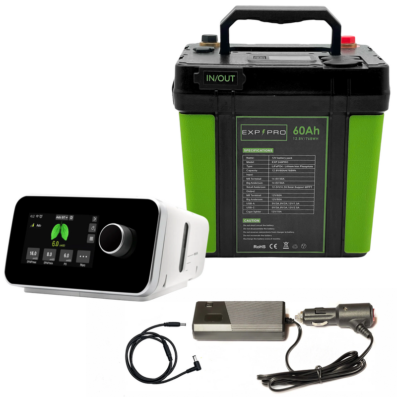 Load image into Gallery viewer, EXP240PRO CPAP Battery with DC Cord | Portable, Solar Rechargeable LiFePO4 Battery