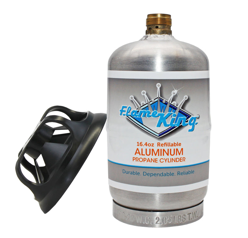 Load image into Gallery viewer, Flame King 2 pack Aluminum Eco Friendly Sustainable 1lb Empty Refillable Propane Tank LP Cylinder