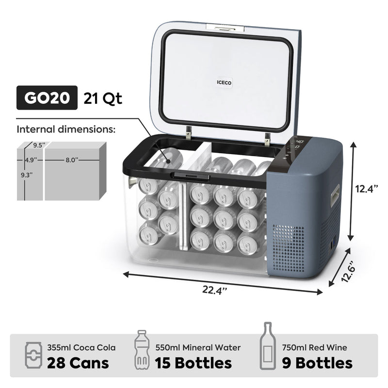 Load image into Gallery viewer, GO20 Dual Zone 12V Portable Freezer| ICECO | 20 LT