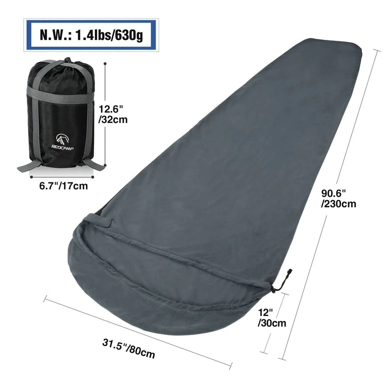 Load image into Gallery viewer, Mummy Fleece Sleeping Bag Liner with Hood