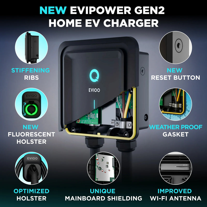 Load image into Gallery viewer, EVIQO NACS Level 2 EV Charger, 40A (9.6kW), 240V, NEMA 14-50 Plug In, for Tesla EVs