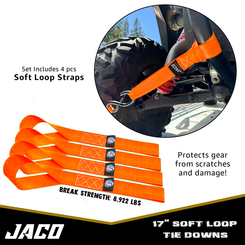 Load image into Gallery viewer, Heavy Duty Ratchet Tie Down Straps with Soft Loops (1.6" x 8 ft) | AAR Certified Break Strength (5,208 lbs)