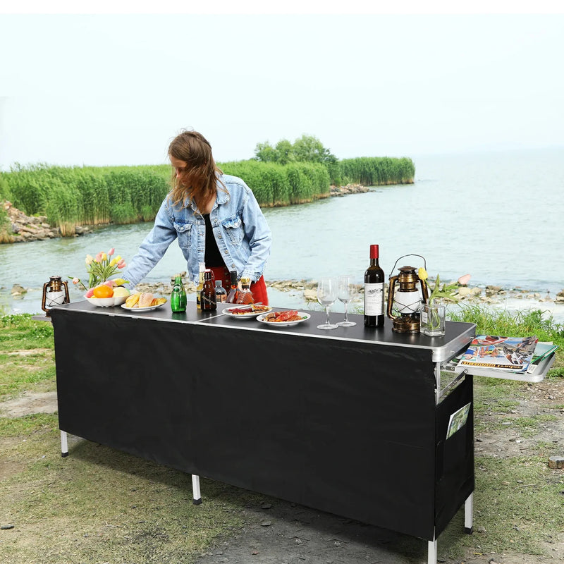 Load image into Gallery viewer, Portable Bar Table for Events with Double Layer