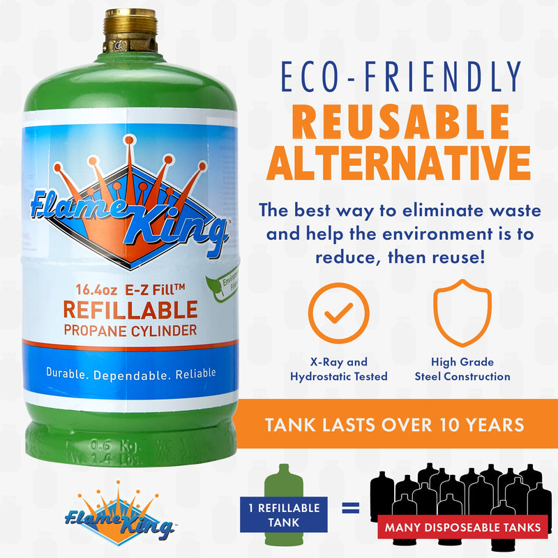 Load image into Gallery viewer, Flame King 2 pack Eco Friendly Sustainable 1lb Refillable Propane Tank LP Cylinder