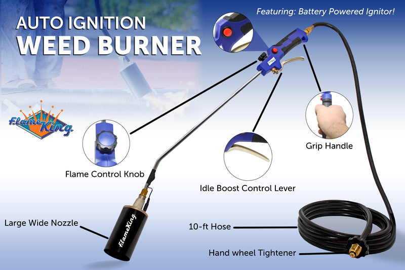 Load image into Gallery viewer, Flame King Propane Weed Burner Torch 340,000 BTU with Battery Operated Igniter