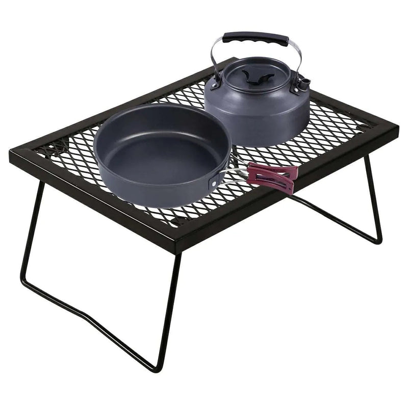 Load image into Gallery viewer, Portable Heavy Duty Folding Steel Campfire Grill Grate for Outdoor Cooking, Black