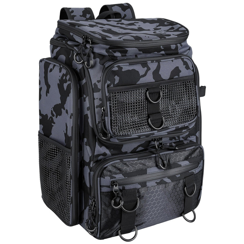 Load image into Gallery viewer, 42L/11Gal Fishing Backpack Large Capacity Fishing Tackle Storage Bag with Rod Holders 16-Pocket Water-Resistant with Divider Adjustable Padded Straps