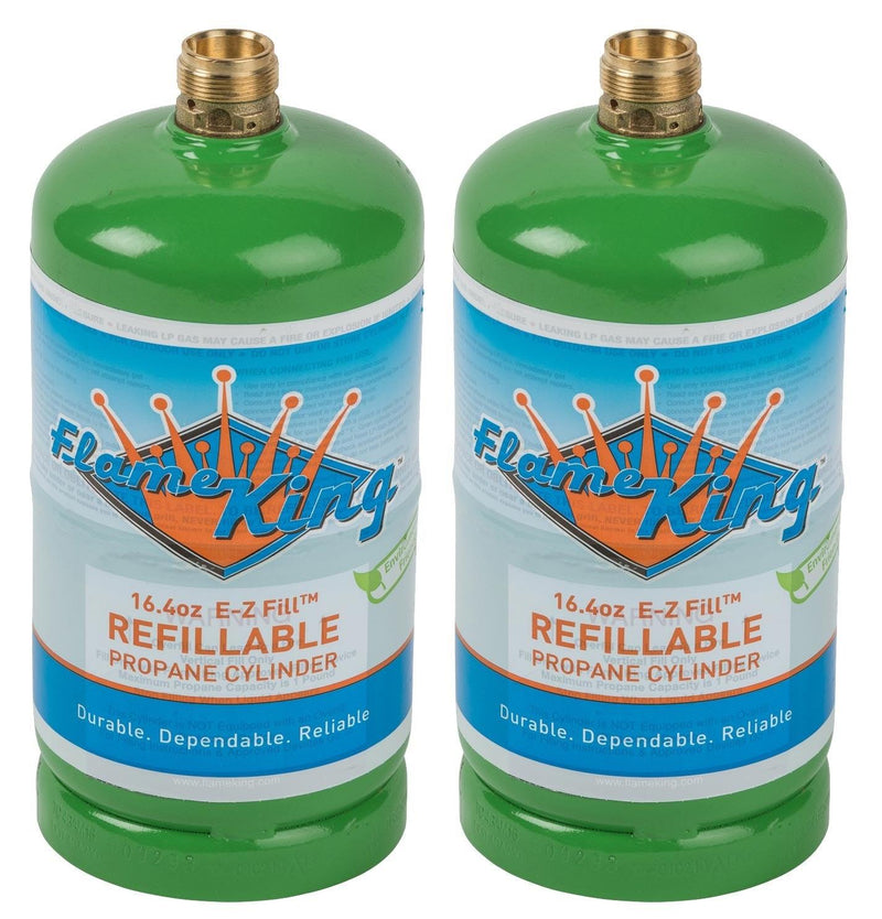 Load image into Gallery viewer, Flame King 2 pack Eco Friendly Sustainable 1lb Refillable Propane Tank LP Cylinder