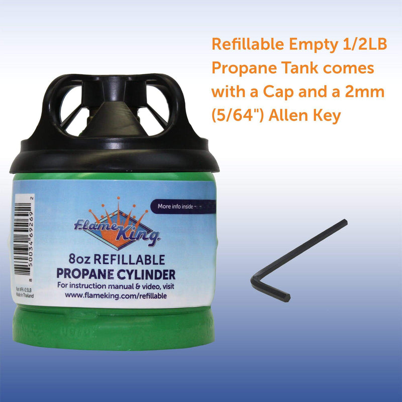 Load image into Gallery viewer, Flame King 2 Packs Eco Friendly Sustainable 8oz 1/2lb Refillable Propane Tank LP Cylinder