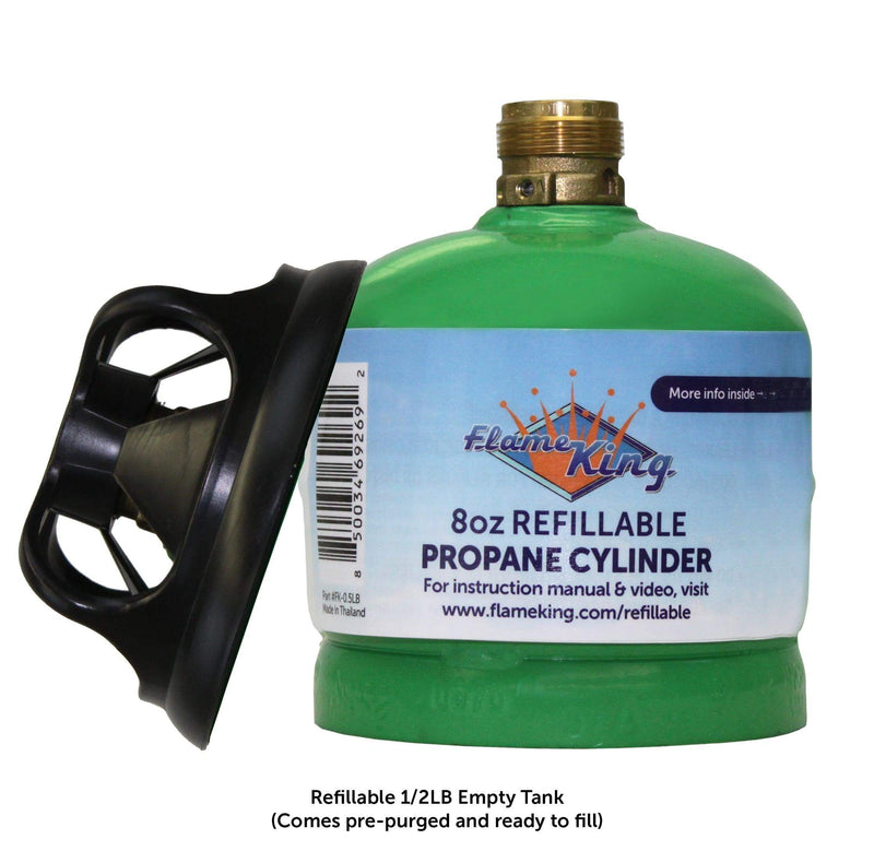 Load image into Gallery viewer, Flame King 2 Packs Eco Friendly Sustainable 8oz 1/2lb Refillable Propane Tank LP Cylinder