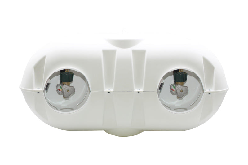 Load image into Gallery viewer, Flame King Dual 20LB LP Propane Tank Light Plastic Heavy Duty Cover Rv Trailer White