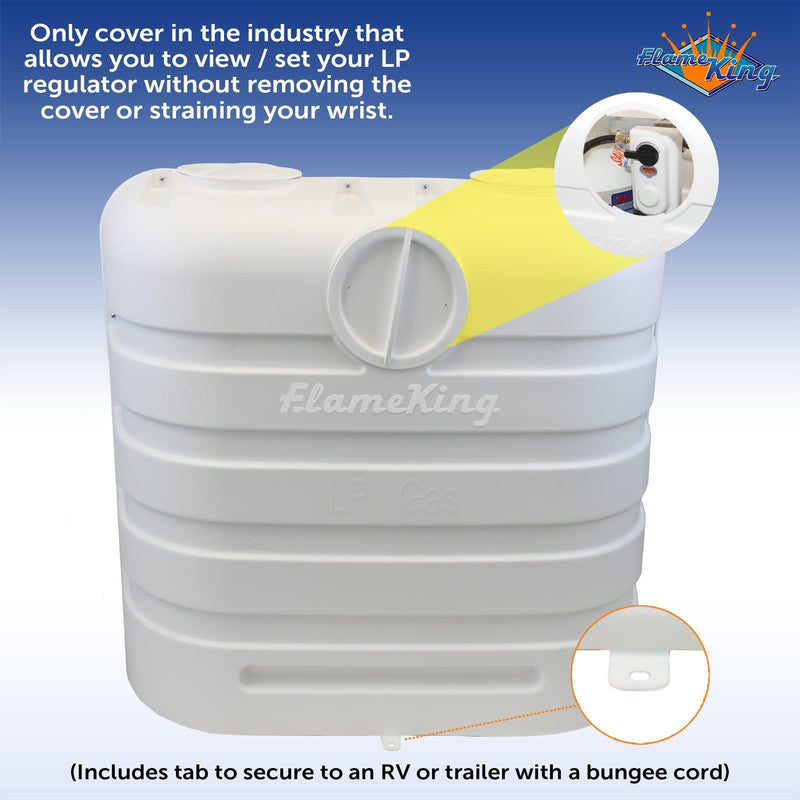 Load image into Gallery viewer, Flame King Dual 30LB LP Propane Tank Light Plastic Heavy Duty Cover RV Trailer White