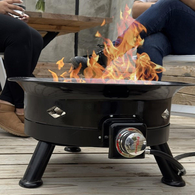 Load image into Gallery viewer, Flame King Outdoor Portable Propane Gas 24" Fire Pit Bowl with Self Igniter Cover Carry Straps
