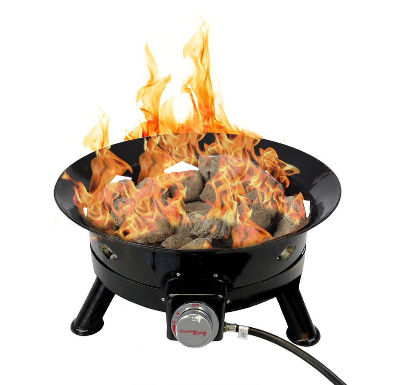 Load image into Gallery viewer, Flame King Outdoor Portable Propane Gas 24" Fire Pit Bowl with Self Igniter Cover Carry Straps