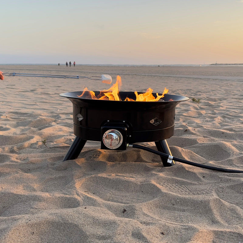 Load image into Gallery viewer, Flame King Outdoor Portable Propane Gas 24" Fire Pit Bowl with Self Igniter Cover Carry Straps