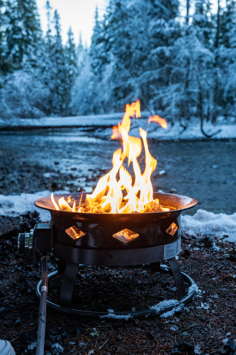 Load image into Gallery viewer, Flame King Outdoor Portable Propane Gas 24" Fire Pit Bowl with Self Igniter Cover Carry Straps