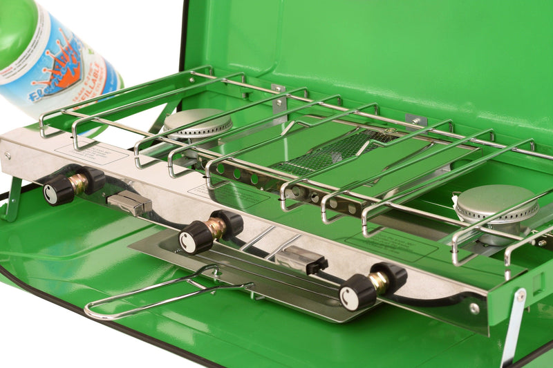 Load image into Gallery viewer, Flame King Portable 3 Burner Grill Propane Gas Camping Stove Toast Tray
