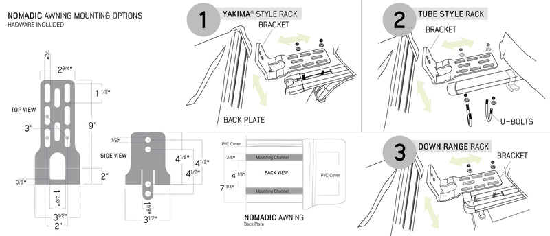 Load image into Gallery viewer, HD Nomadic 180 Degree Awning with Bracket Kit for Mid - High Roofline Vans