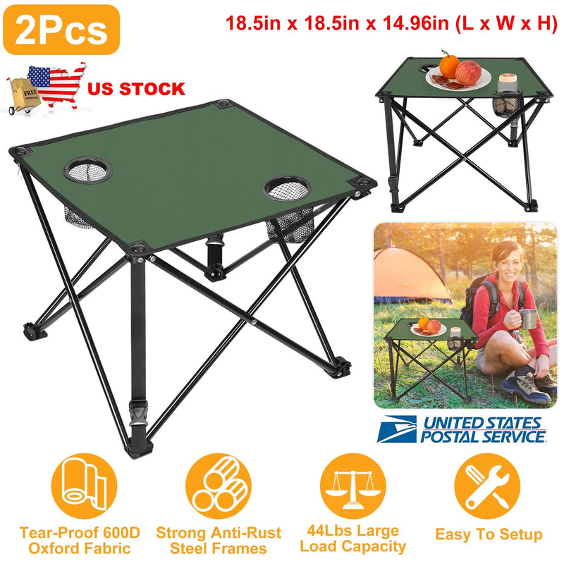 Load image into Gallery viewer, 2Pcs Foldable Camping Table Portable Picnic Table Lightweight Travel Desk with 2 Cup Holders/Table Carrying Bag
