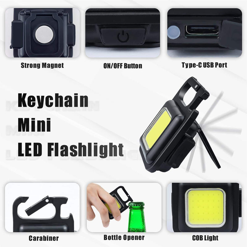 Load image into Gallery viewer, Multifunctional Mini COB Work Light TYPE-C Rechargeable Portable Keychain Light Magnetic Overhaul Emergency Light
