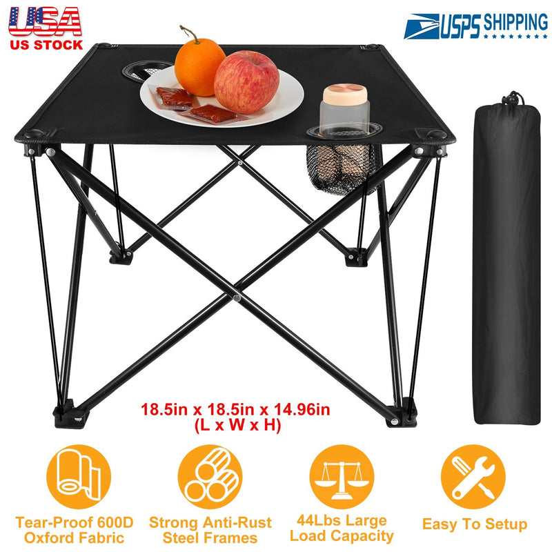 Load image into Gallery viewer, 2Pcs Foldable Camping Table Portable Picnic Table Lightweight Travel Desk with 2 Cup Holders/Table Carrying Bag
