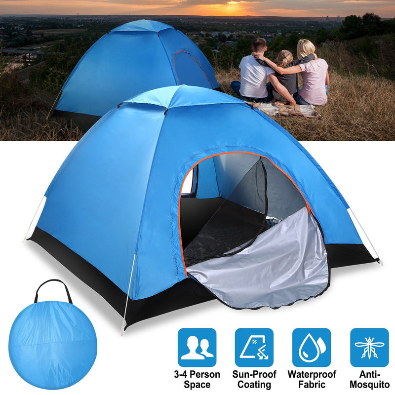 Load image into Gallery viewer, 4 Persons Camping Waterproof Tent Pop Up Tent Instant Setup Tent w/2 Mosquito Net Doors Carrying Bag Folding 4 Seasons for Hiking Climbing Adventure F
