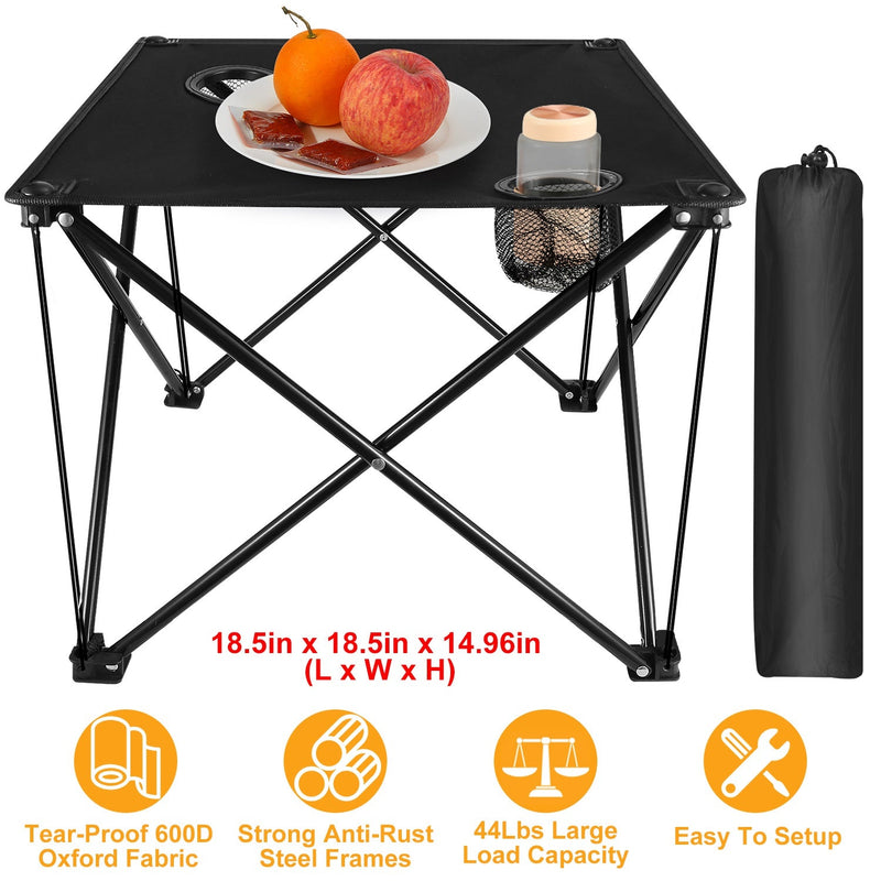 Load image into Gallery viewer, 2Pcs Foldable Camping Table Portable Picnic Table Lightweight Travel Desk with 2 Cup Holders/Table Carrying Bag

