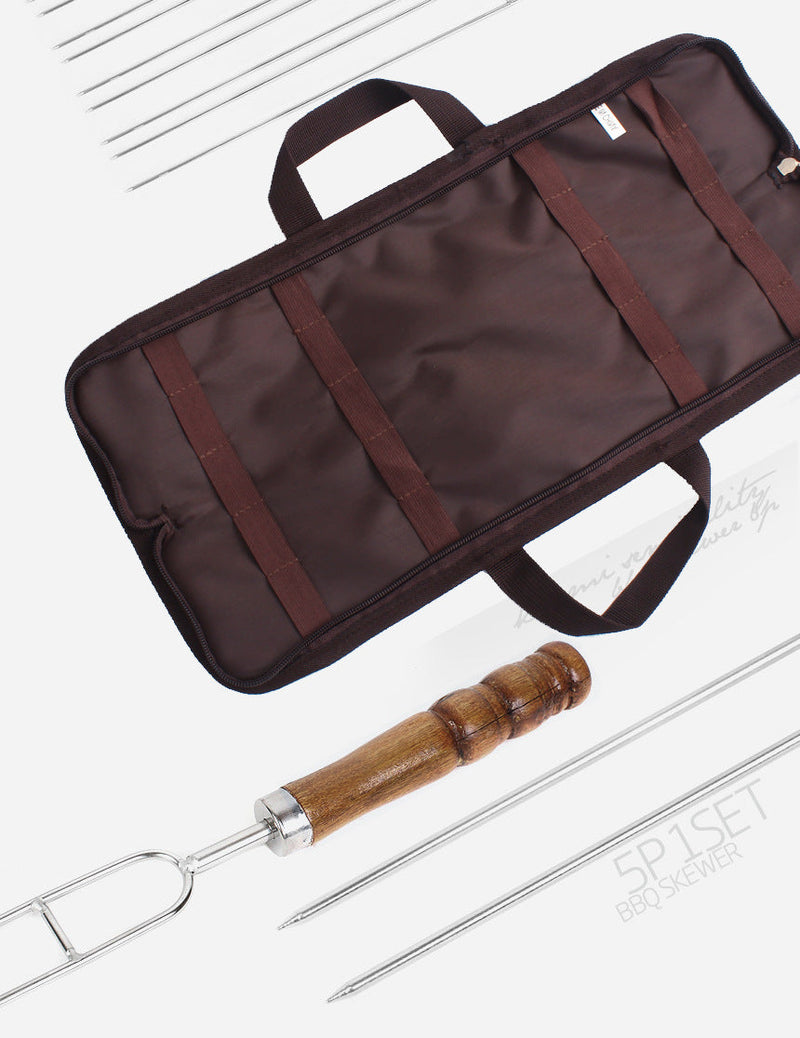 Load image into Gallery viewer, Outdoor Grill Grill Fork Wood Handle U Type Grill Pin Stainless Steel Grill Stick Wood Handle U Type Roast Pin Picnic Grill Meat
