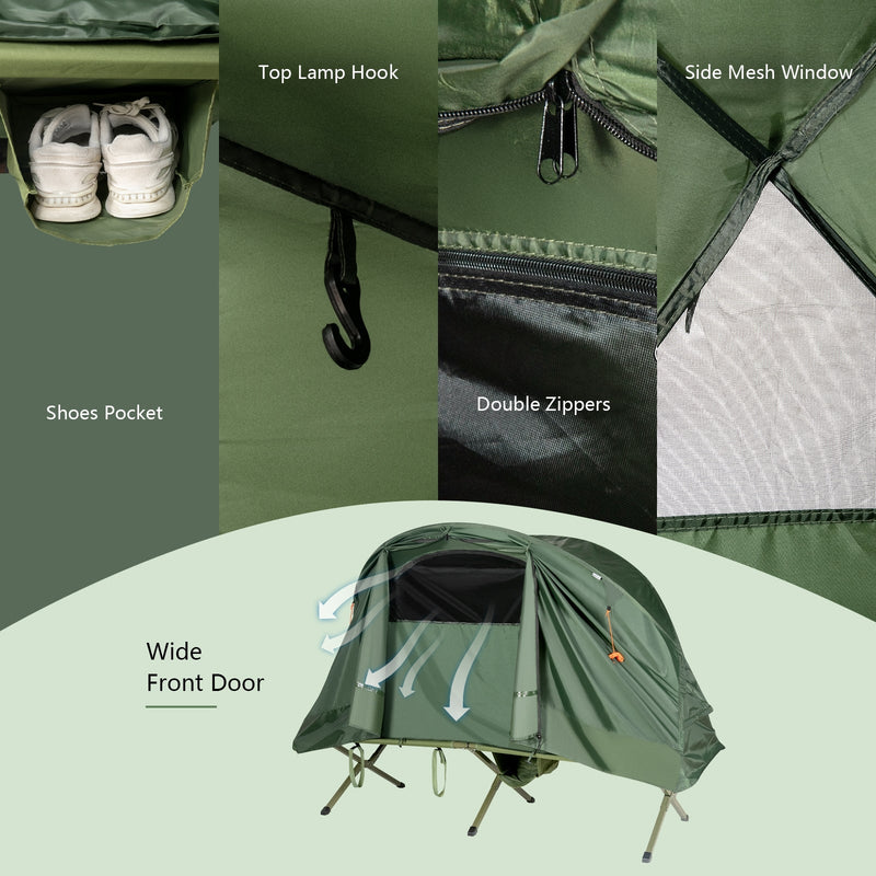 Load image into Gallery viewer, Cot Elevated Compact Tent Set with External Cover-Green
