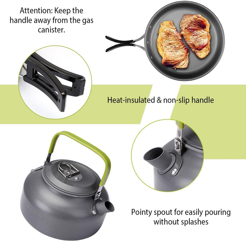 Load image into Gallery viewer, 12Pcs Camping Cookware Set Camping Stove Aluminum Pot Pans Kit for Hiking Picnic Outdoor with Cup Fork Spoon Knife
