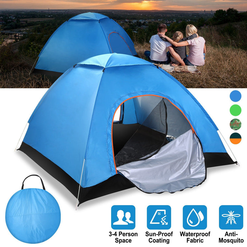 Load image into Gallery viewer, 4 Persons Camping Waterproof Tent Pop Up Tent Instant Setup Tent w/2 Mosquito Net Doors Carrying Bag Folding 4 Seasons for Hiking Climbing Adventure F
