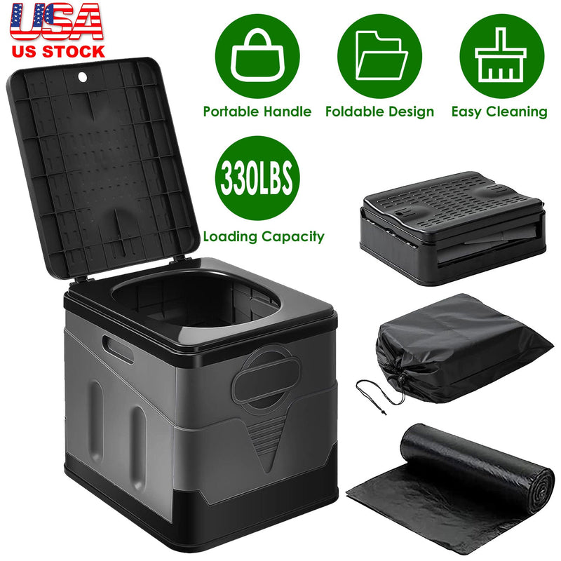 Load image into Gallery viewer, Portable Toilet for Car Camping Boating Hiking Outdoor Travel Potty with Carry Bag Foldable Emergency Toilet with Lid Trash Bags
