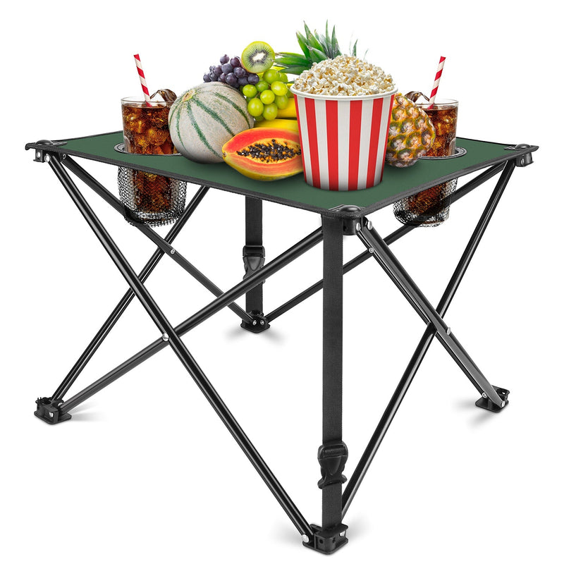 Load image into Gallery viewer, 2Pcs Foldable Camping Table Portable Picnic Table Lightweight Travel Desk with 2 Cup Holders/Table Carrying Bag
